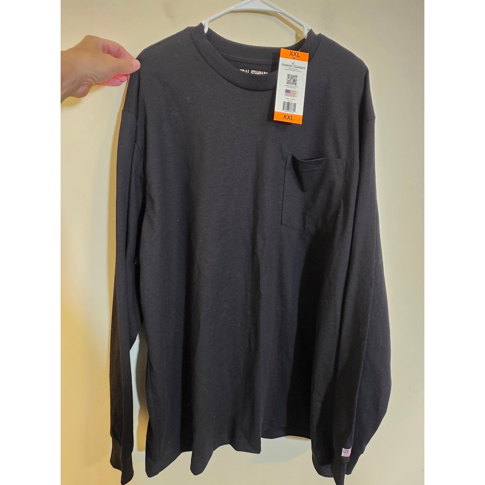General Standard Mens‎ XXL Black Long Sleeve Pocket T-Shirt Workwear Made in USA